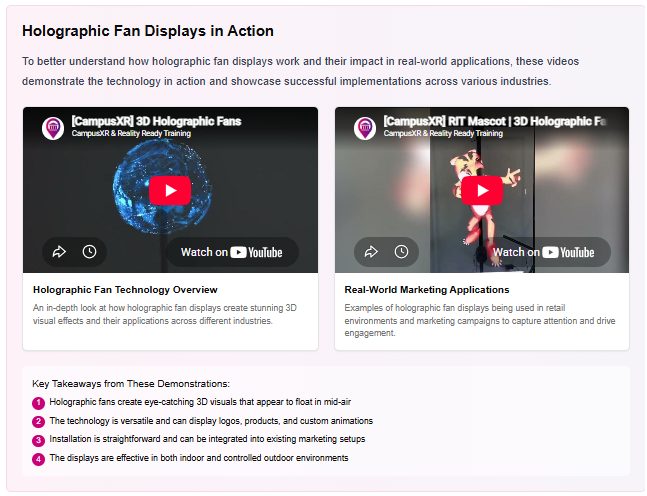 Holographic fan displays in action case study